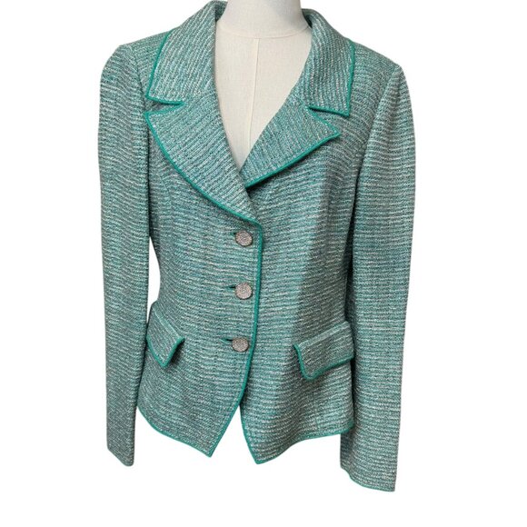 Womens ST. JOHN Metallic Shimmer Tweed Jacket Pe-owned Size:10 - Picture 1 of 5
